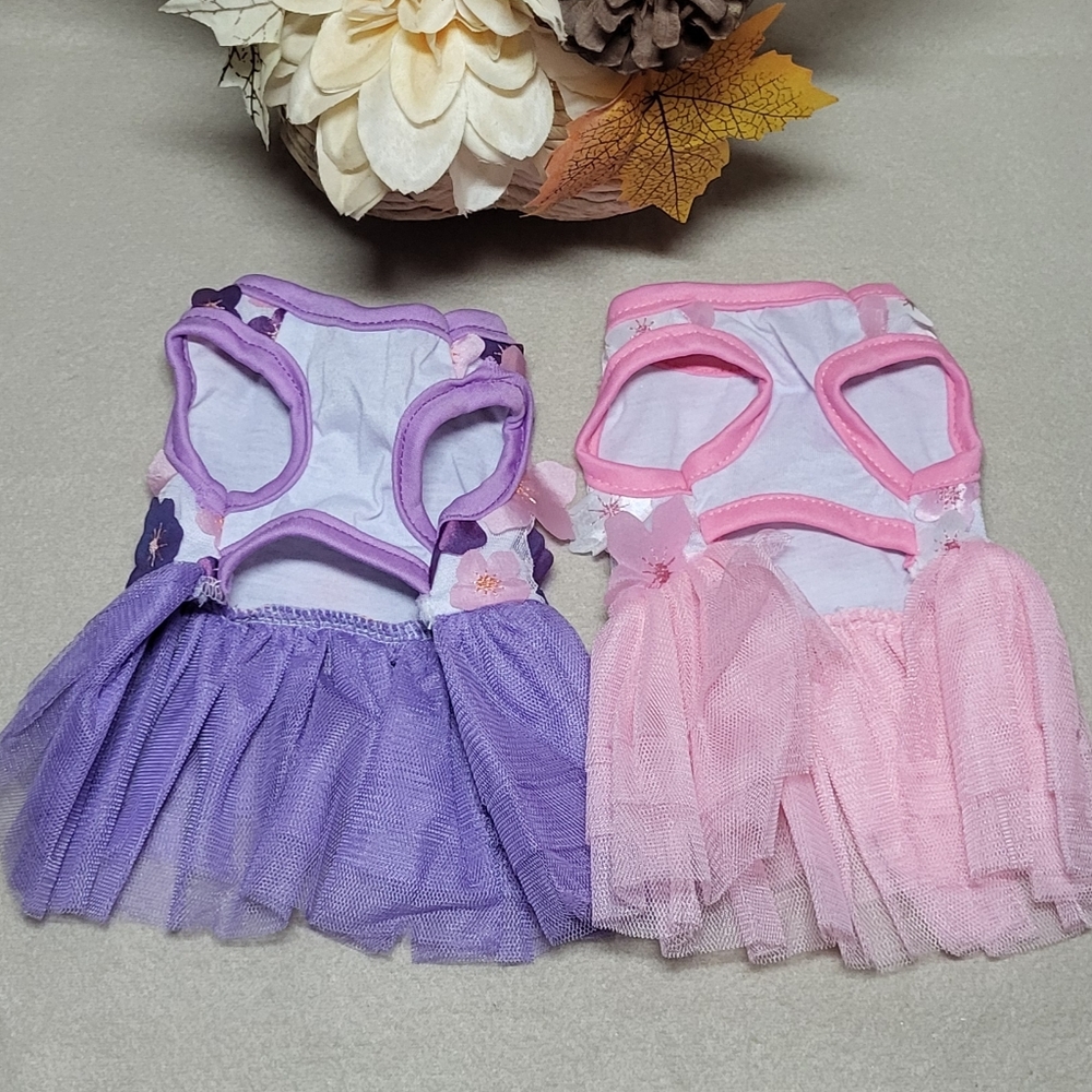 Dog NWOT Pink/Purple Floral Princess Tutu Dress- Bundle Of 2- Size XS - Picture 8 of 8